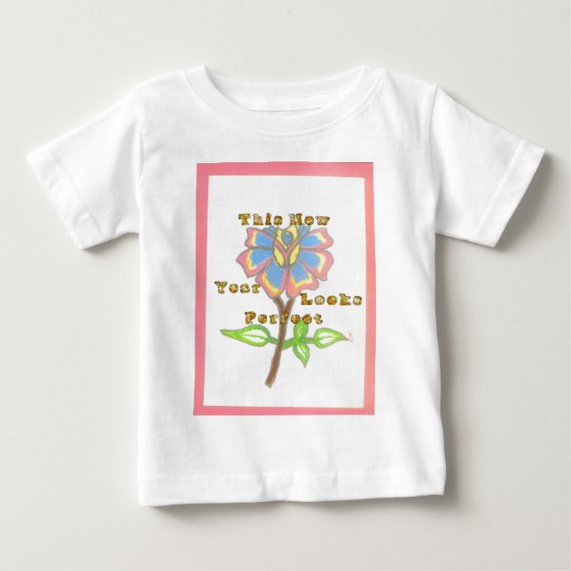 Camiseta Para Bebê Este Ano Novo Parece Um Impressão De Arte Floral P (Frente)