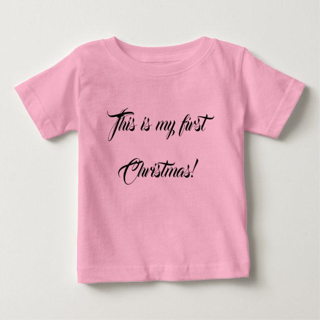 Camiseta Para Bebê Este é meu primeiro anúncio de Natal (Frente)