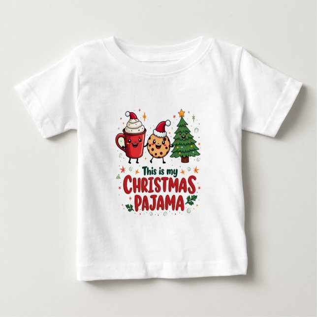 Camiseta Para Bebê Este é o meu Chocolat Quente do Pajama de Natal (Frente)