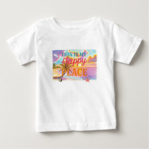 Camiseta Para Bebê Este é o meu lugar feliz - Praia Tropical