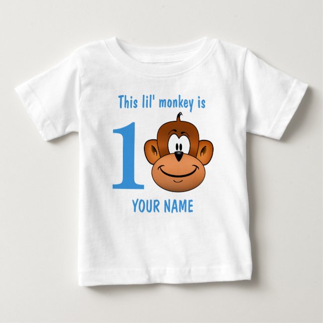 Camiseta Para Bebê Este macaco de Lil é um primeiro aniversário dois (Frente)