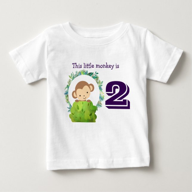 Camiseta Para Bebê Este Pequeno Macaco Cute Safari Aniversário (Frente)