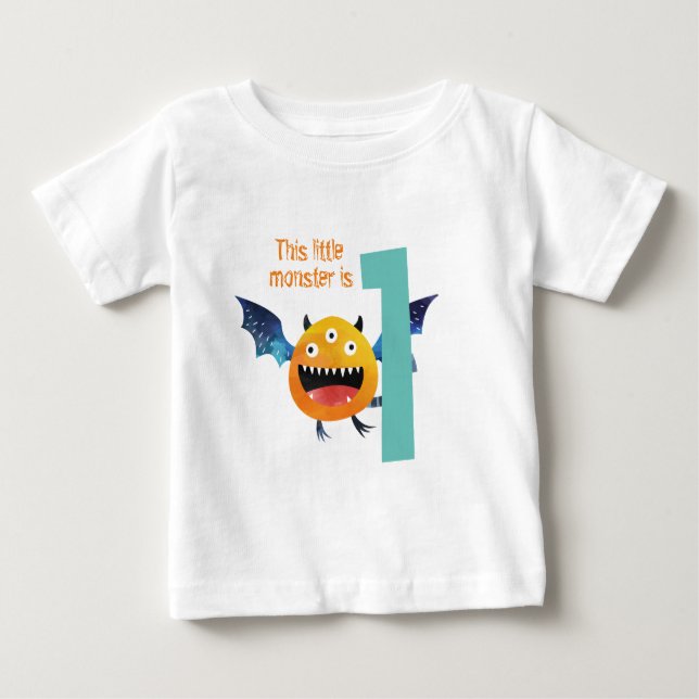Camiseta Para Bebê Este pequeno monstro é Um Bebê T-Shirt (Frente)