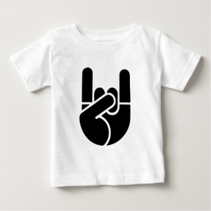 Camiseta Para Bebê Estêncil da mão da rocha