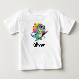Camiseta Para Bebê Estética Legal dos Anos 80 Trex Dinossauro com Ócu