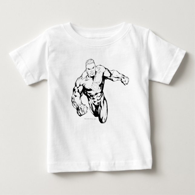 Camiseta Para Bebê Estilo cômico - Lanterna Verde, Preto e Branco (Frente)