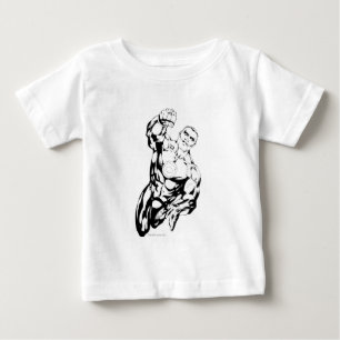 Camiseta Para Bebê Estilo cómico - voando acima, preto e branco