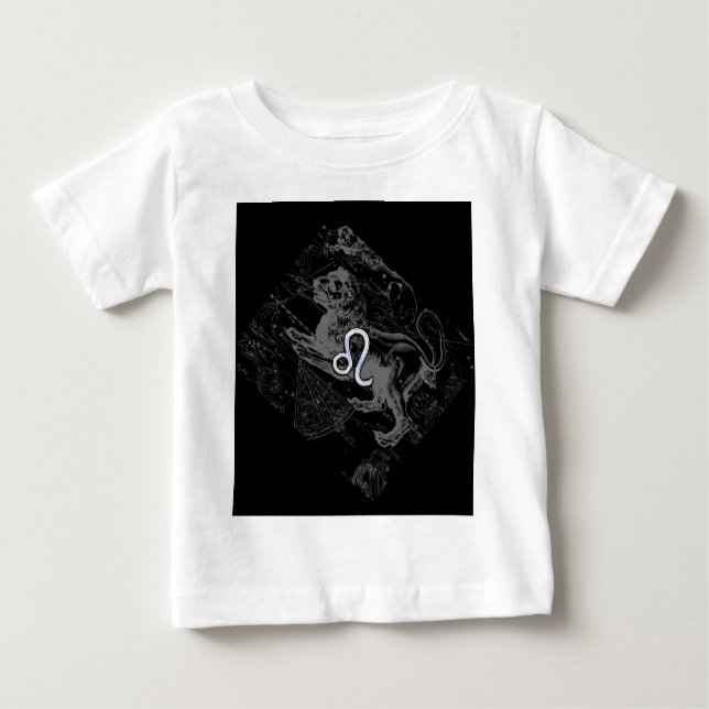 Camiseta Para Bebê Estilo Cromo Leo Zodiac Sinal em Hevélio (Frente)