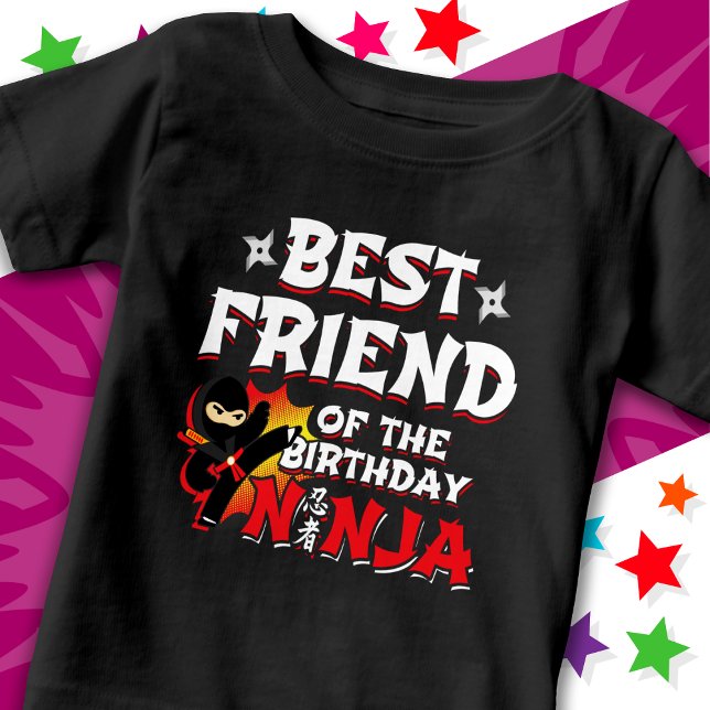 Camiseta Para Bebê Estilo de BD Melhor Amigo do Aniversário Ninja (Criador carregado)
