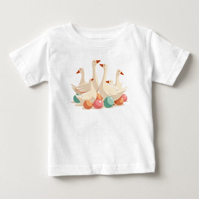 Camiseta Para Bebê Estilo de Cut-Out de Seis Gansos A-Lay (Frente)