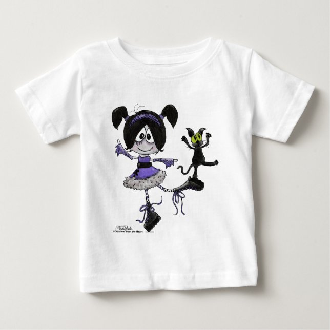 Camiseta Para Bebê Estilo de Gótico Ballerina (Frente)