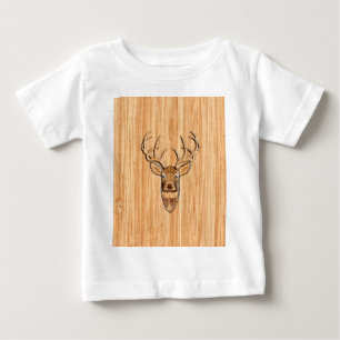 Camiseta Para Bebê Estilo de Grãos de Madeira da Cabeça de Buck Dee