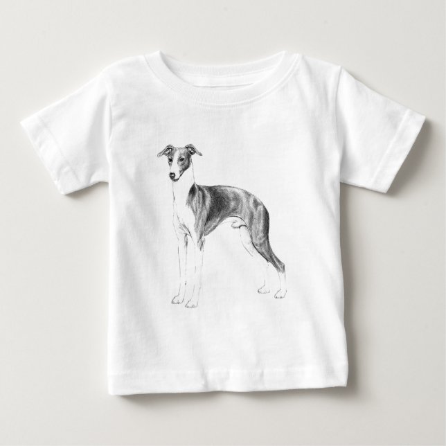 Camiseta Para Bebê Estilo de Greyhound Italiano (Frente)