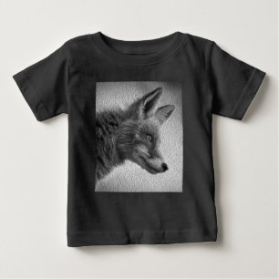 CAMISETA PARA BEBÊ ESTILO DE PINTURA DE FOX PRETO E BRANCO