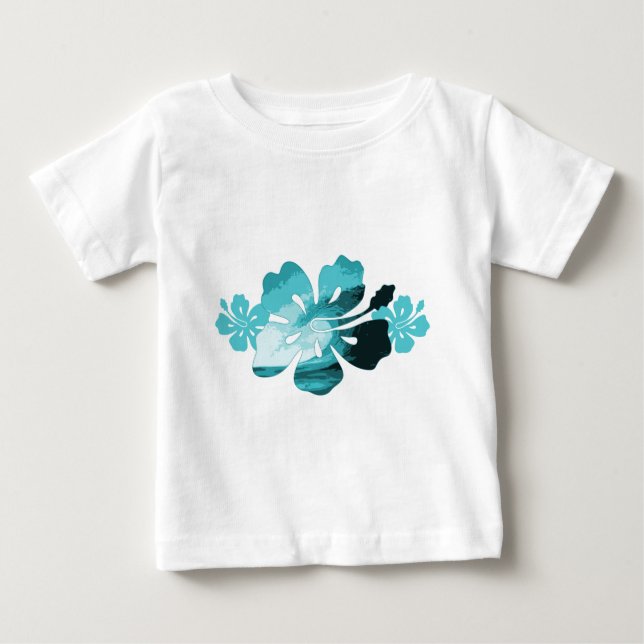 Camiseta Para Bebê Estilo de surf Hibiscus (Frente)