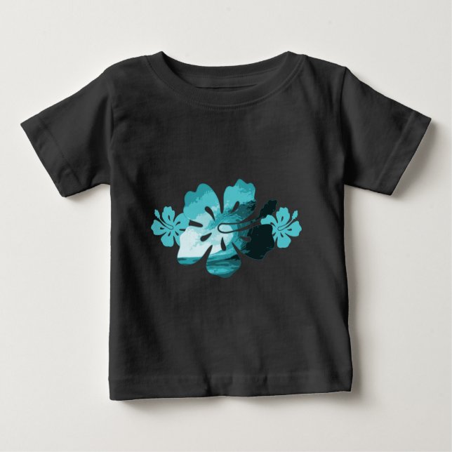 Camiseta Para Bebê Estilo de surf Hibiscus (Frente)