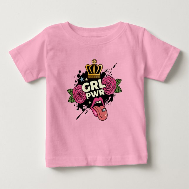 Camiseta Para Bebê Estilo de Tatuagem de Energia Menina (Frente)