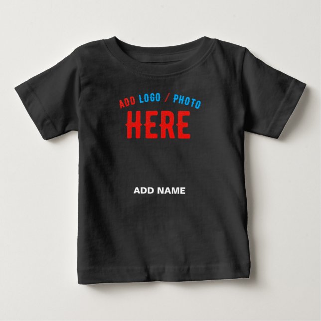 CAMISETA PARA BEBÊ ESTILO MODERNO PERSONALIZÁVEL PRETO VERIFICADO COM (Frente)