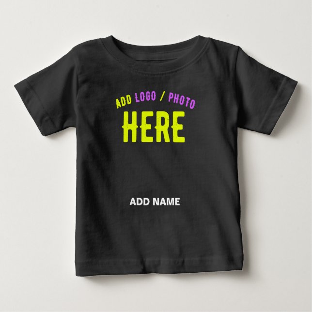 CAMISETA PARA BEBÊ ESTILO MODERNO PERSONALIZÁVEL PRETO VERIFICADO MAR (Frente)