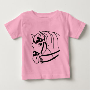 Camiseta Para Bebê Estilo retrô mínimo da cabeça do cavalo Arte anima