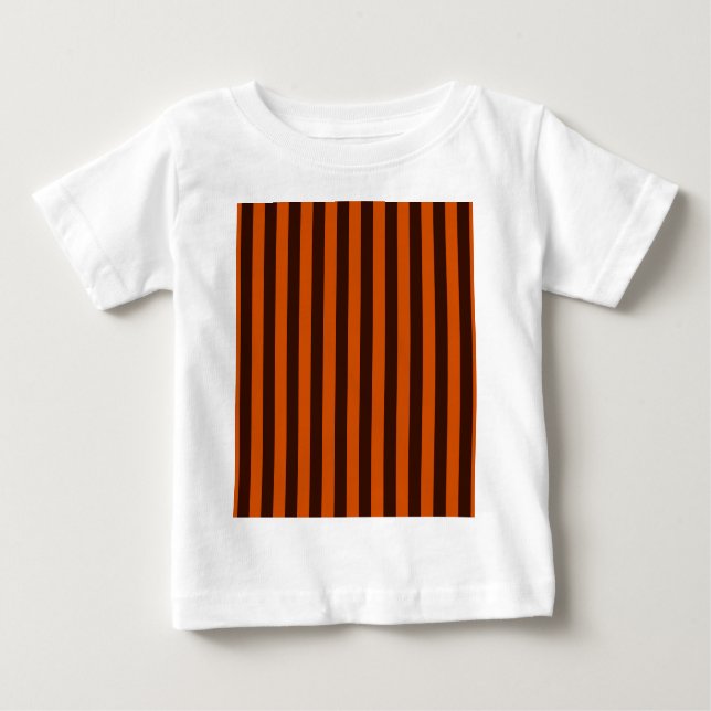 Camiseta Para Bebê Estilo Retroativo de Listras Laranja Personalizar  (Frente)