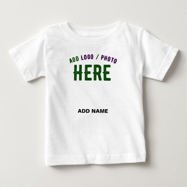 CAMISETA PARA BEBÊ ESTILOSO MODERNO PERSONALIZÁVEL BRANCO VERIFICADO  (Frente)