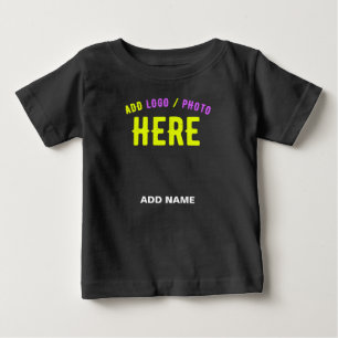 CAMISETA PARA BEBÊ ESTILOSO MODERNO PERSONALIZÁVEL PRETO VERIFICADO C