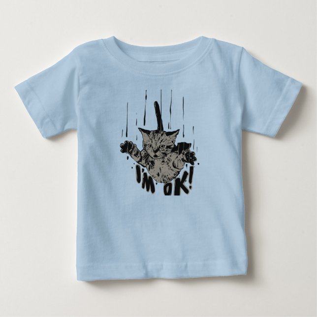 Camiseta Para Bebê Estou bem-gato caindo (Frente)