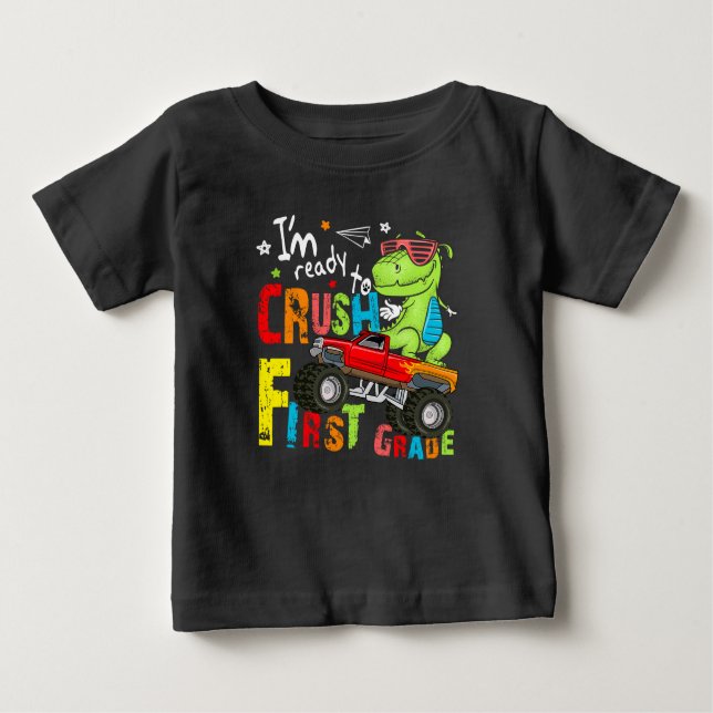 Camiseta Para Bebê Estou pronto para esmagar o Dinossauro da rua (Frente)