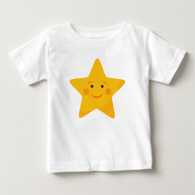 Camiseta Para Bebê Estrela amarela branca (Frente)