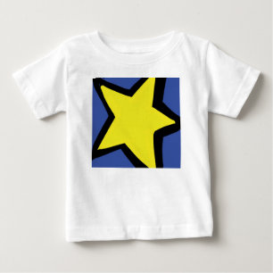 Camiseta Para Bebê estrela amarela e fundo azul