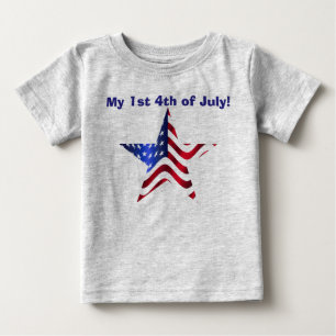 Camiseta Para Bebê Estrela da Bandeira Americana 1º de Julho