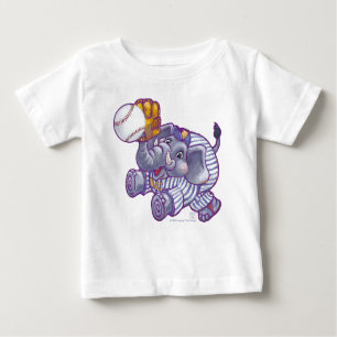 Camiseta Para Bebê Estrela de Baseball Elefante