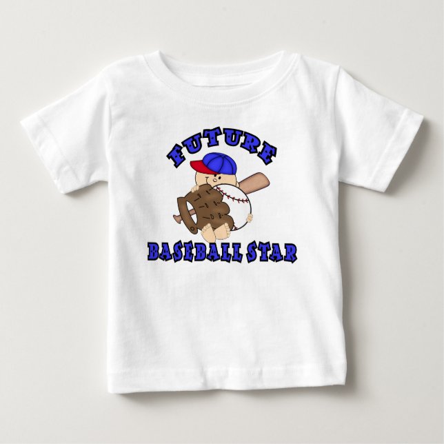 Camiseta Para Bebê Estrela de basebol futura (Frente)