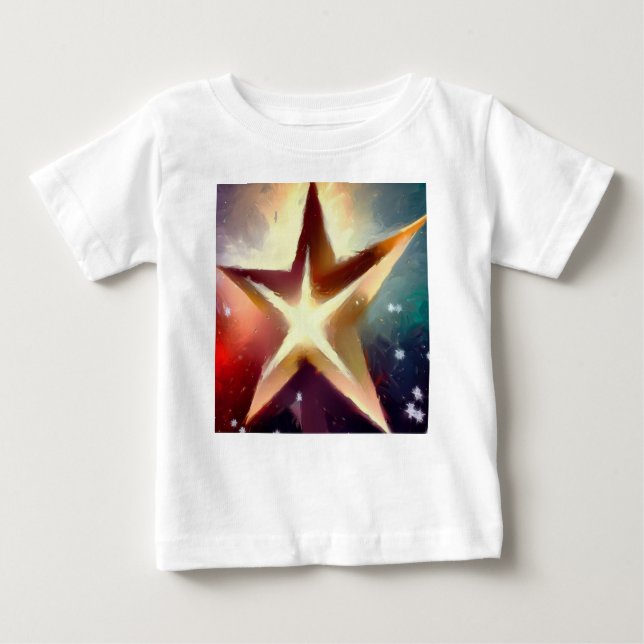 Camiseta Para Bebê Estrela de Natal 4 (Frente)