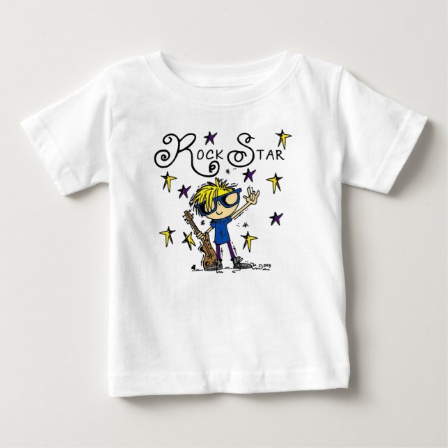 Camiseta Para Bebê Estrela de Rock Loura (Frente)