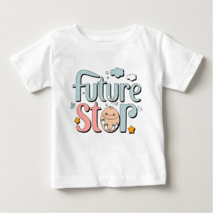 Camiseta Para Bebê Estrela do Futuro - Pegadas de Bebê Bonitas