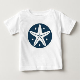 Camiseta Para Bebê Estrela-do-mar com Estrelas Brancas