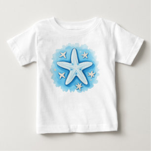 Camiseta Para Bebê Estrela-do-mar em Azul