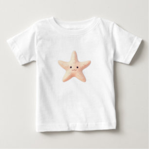 Camiseta Para Bebê Estrela-do-mar Rosa Fofa