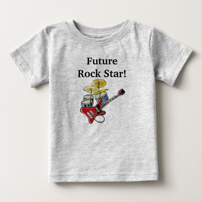Camiseta Para Bebê Estrela do rock futura (Frente)