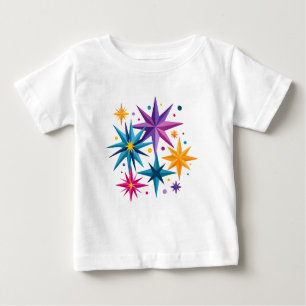 Camiseta Para Bebê Estrelas Coloridas com Brilho – Estrela fofa diver