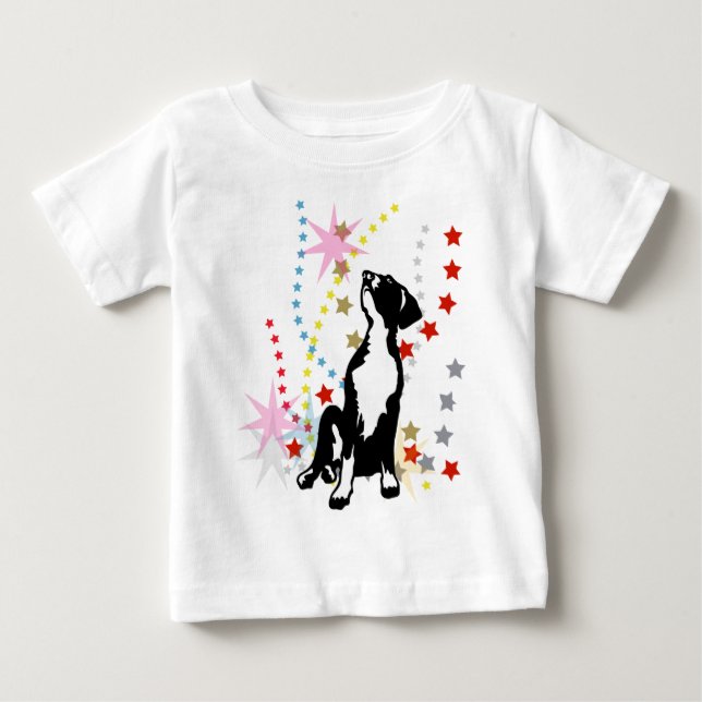 Camiseta Para Bebê estrelas de cachorrinho (Frente)