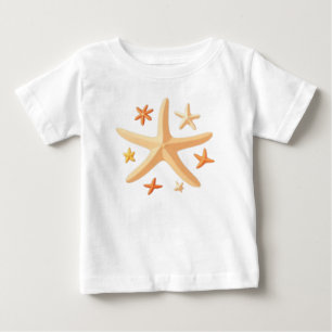 Camiseta Para Bebê Estrelas-do-mar e as Pequenas