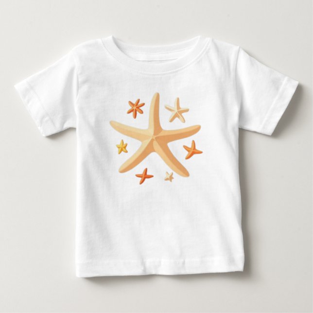 Camiseta Para Bebê Estrelas-do-mar e as Pequenas (Frente)