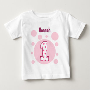 Camiseta Para Bebê Estrelas e bolhas de primeiro aniversario com um a