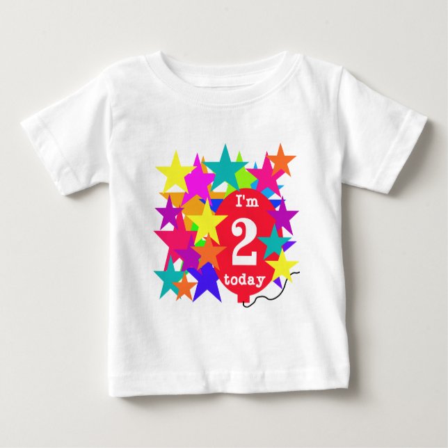 Camiseta Para Bebê Estrelas e T-shirts e segundos aniversários de bal (Frente)