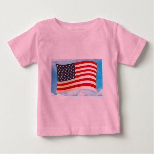 Camiseta Para Bebê Estrelas Listras da Bandeira Americana Honra Liber