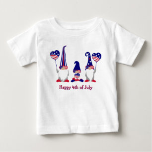 Camiseta Para Bebê Estrelas, Stripes e Gnome Delight