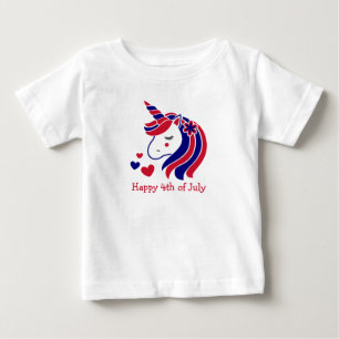 Camiseta Para Bebê Estrelas, Stripes e magia do Unicórnio